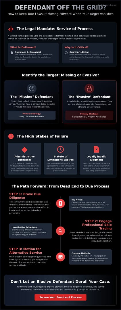What happens if a defendant cannot be located for a lawsuit Best Practices and Expert Advice